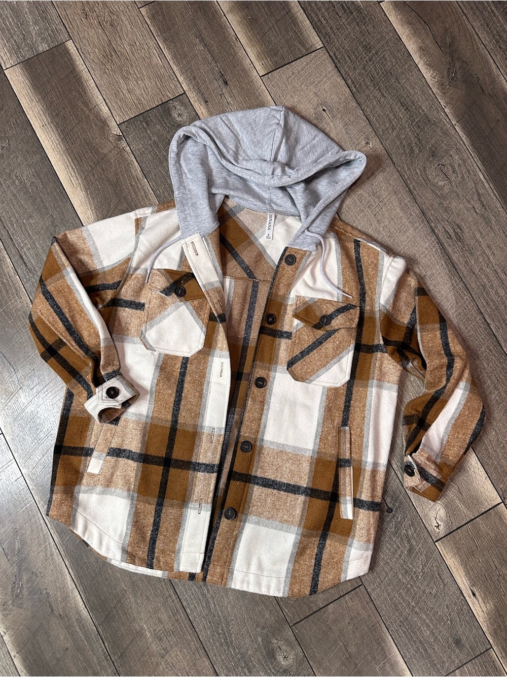 Zenana Hooded Button Down Shacket
